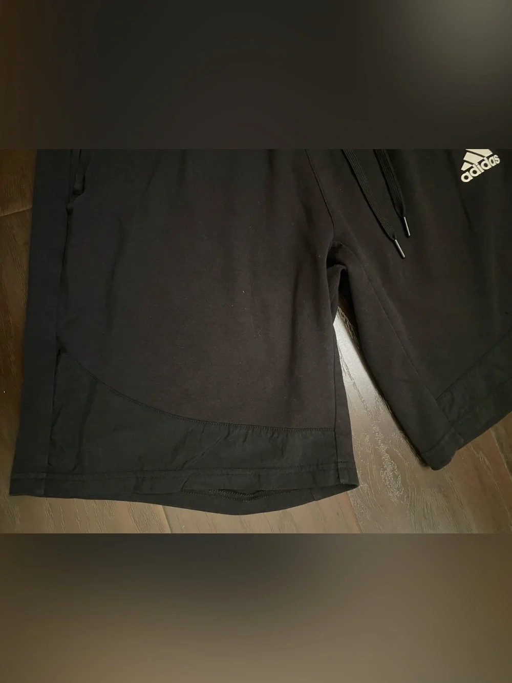 Adidas Athletic Shorts Mens Black M Drawstring Elastic Waist Zip Pocket Knit